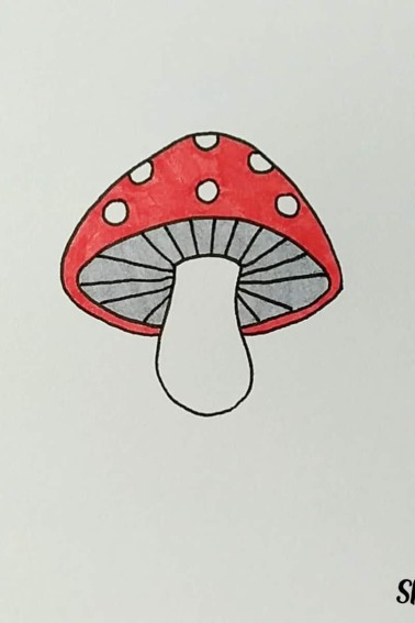 color your easy mushroom drawing