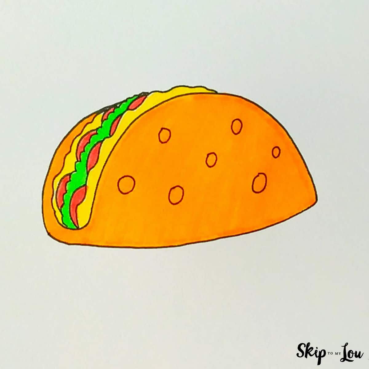 taco drawing colored