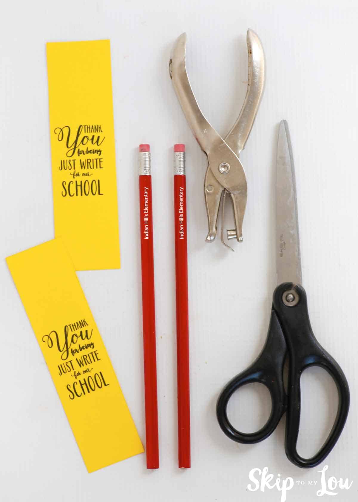 supplies needed for making thank you for being just write gift tag slide for pencil