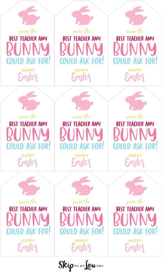 free printable teacher gift tags for Easter