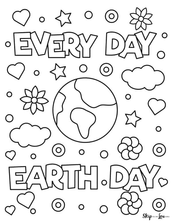 everyday Earth Day coloring sheet