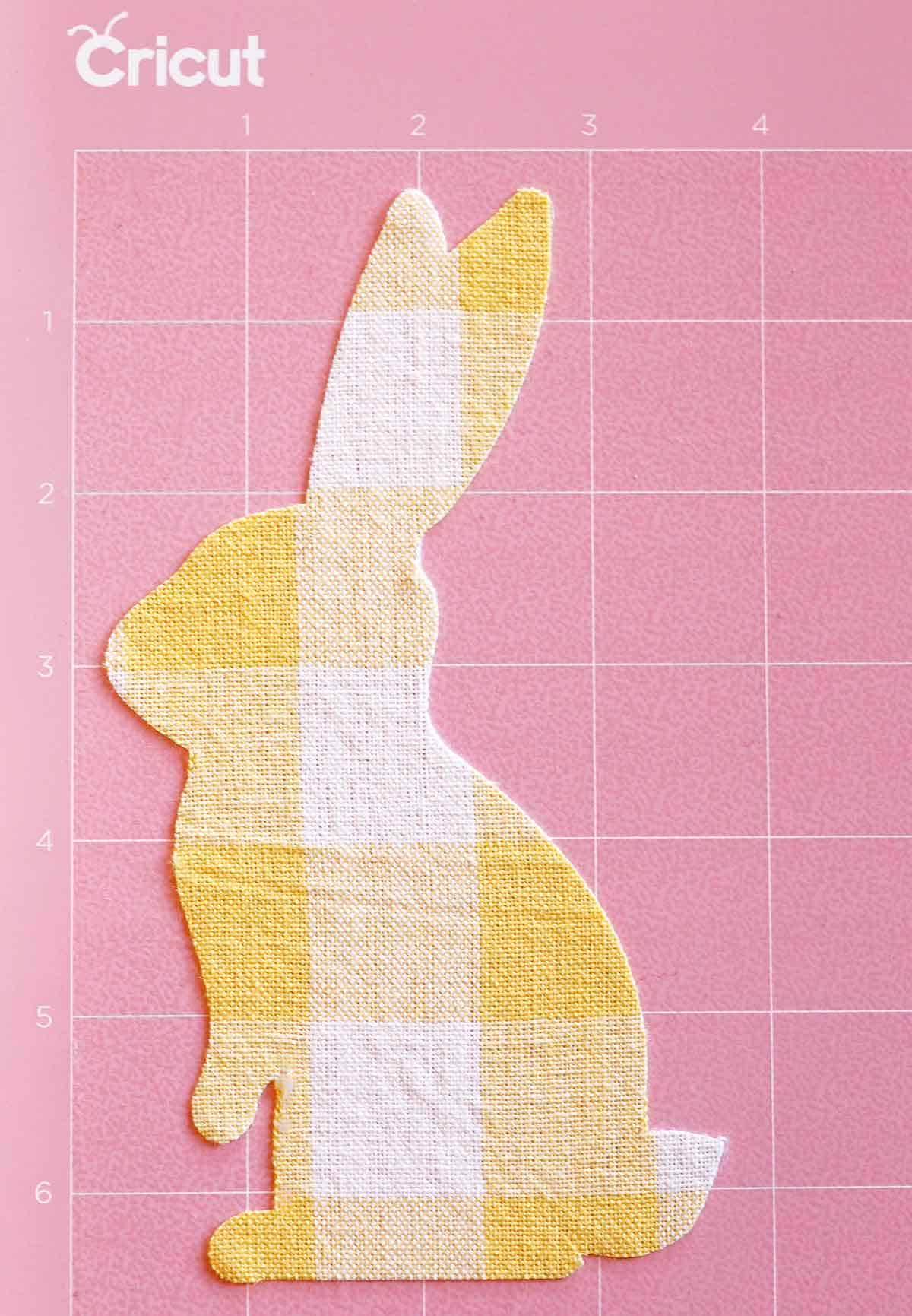 fabric cut bunny on cricut fabric mat