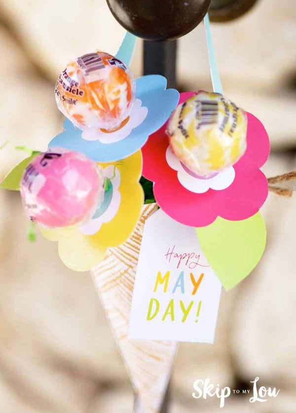 adorable May Day basket hanging on doorknob
