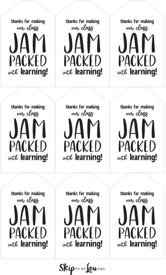 black and white teacher gift tags to gift jam
