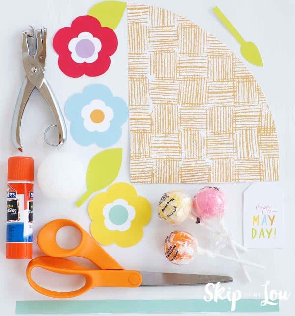 supplies needed to make lollipop May day basket