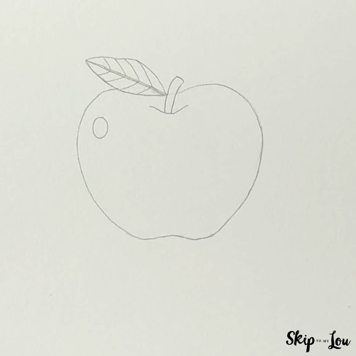 add leaf on your how to draw an apple