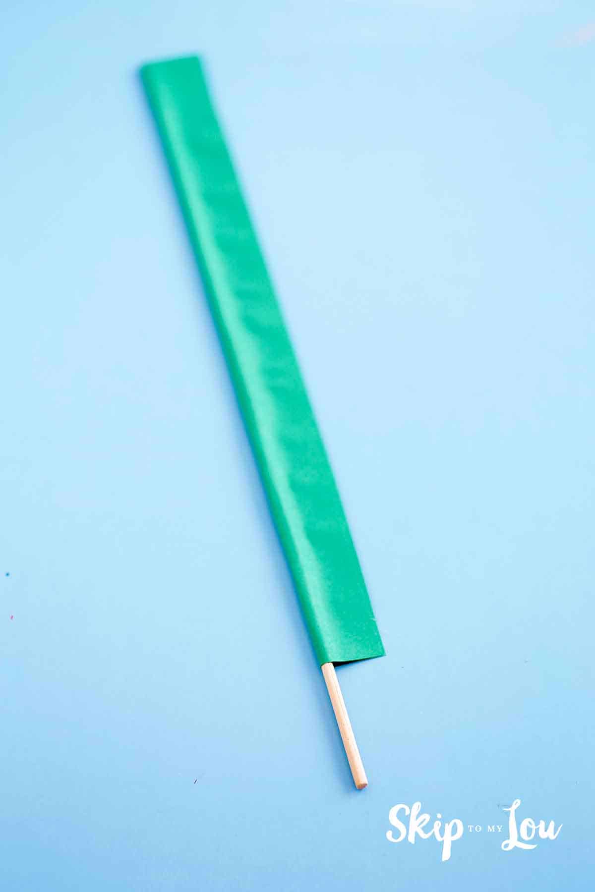 skewer covered in green paper