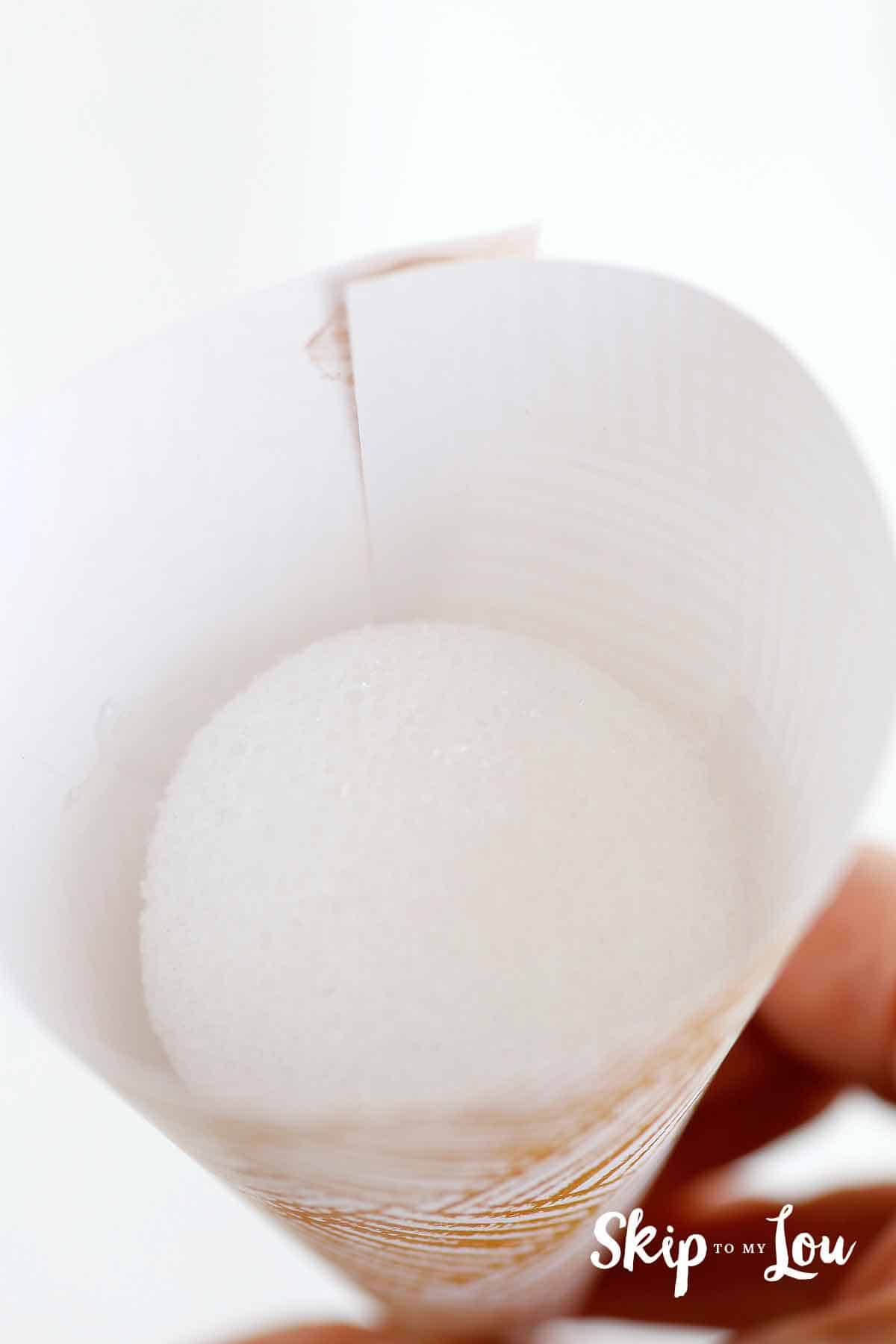 styrofoam ball inside cone