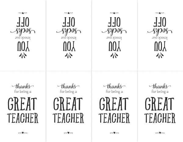 teacher gift tag for socks