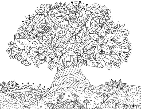 tree zendoodle coloring page
