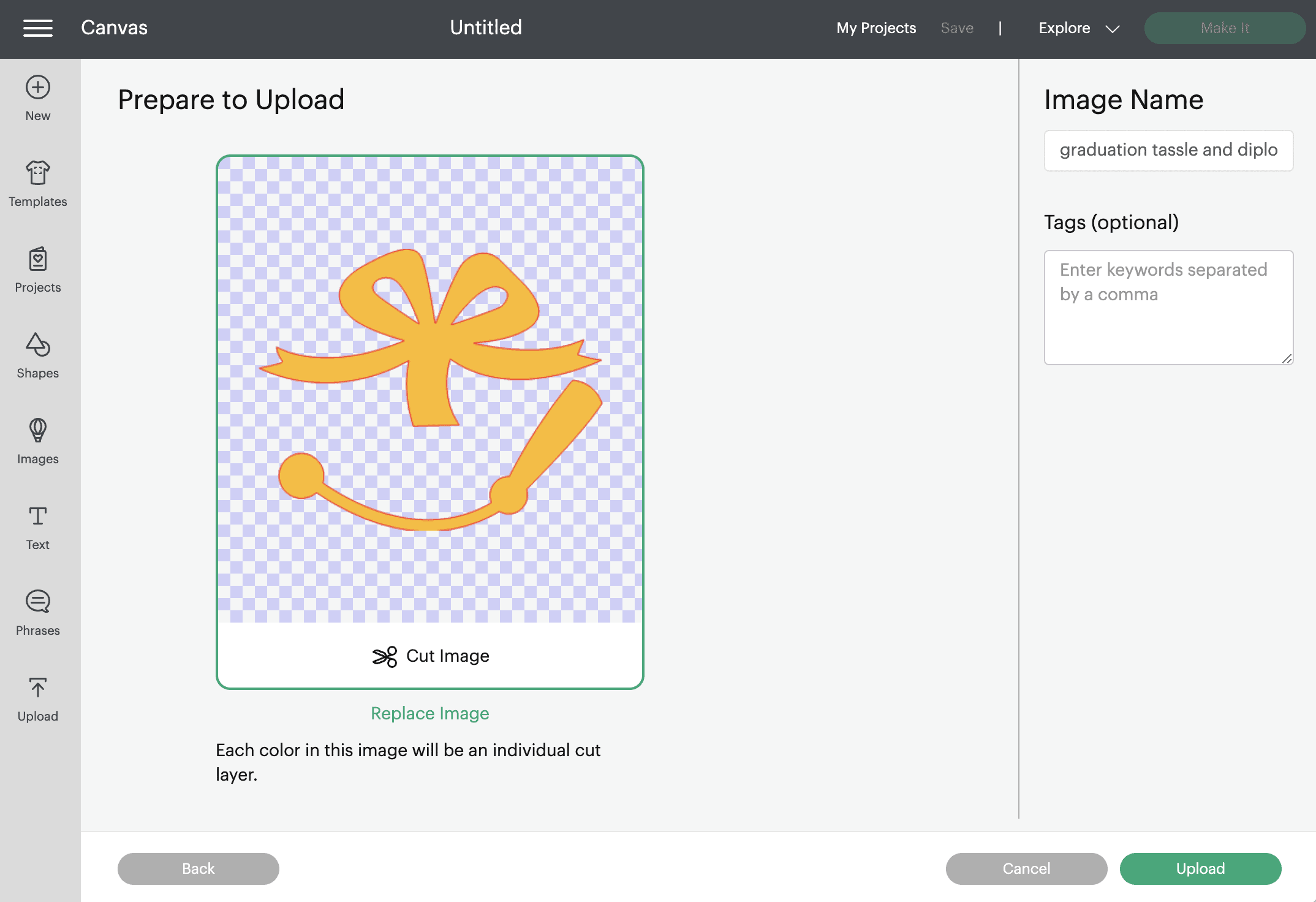 upload graduation cutting file