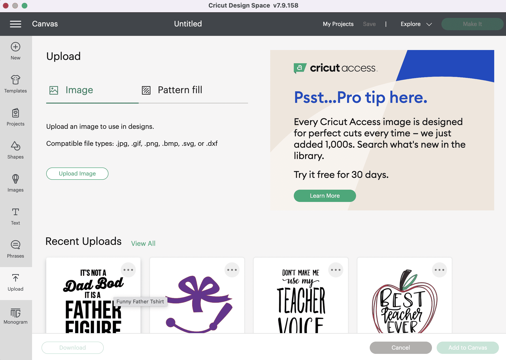 add to canvas cricut design space