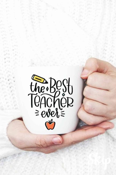 the best teacher ever svg file on white coffee mug