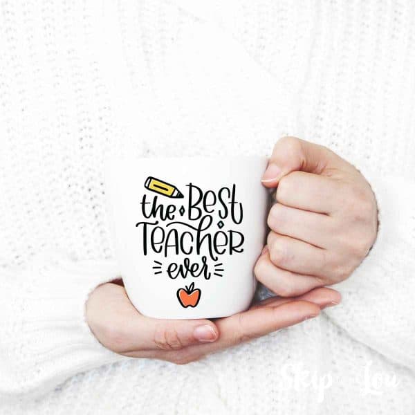 the best teacher ever svg file on white coffee mug