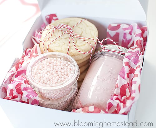 cookie, sprinkles, and mix packaged with cute tissue paper