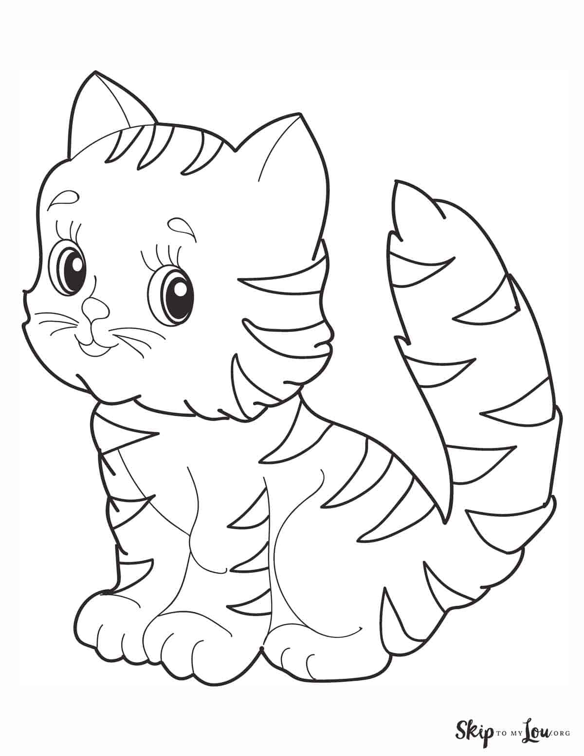 tiger striped kitty coloring page