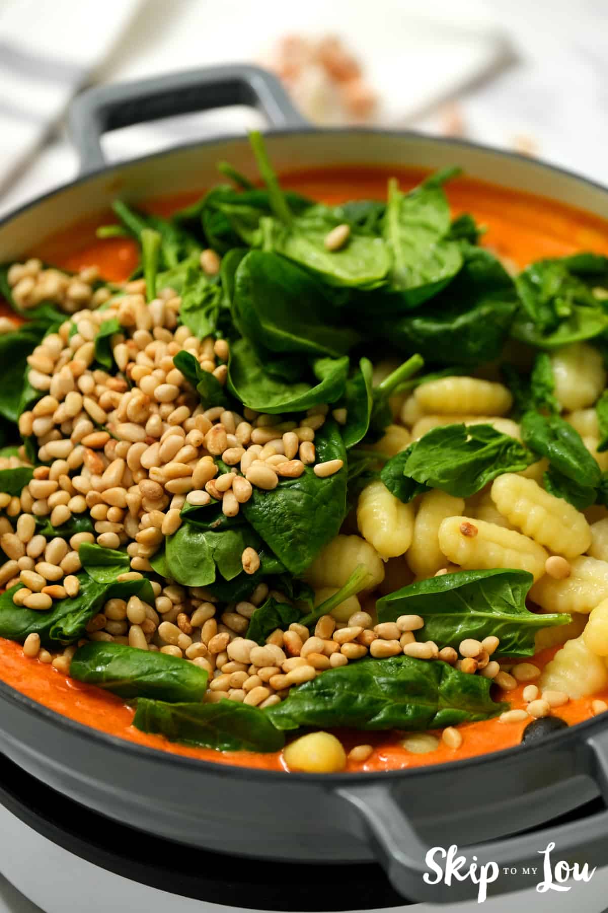 pine nuts, spinach and gnocchi