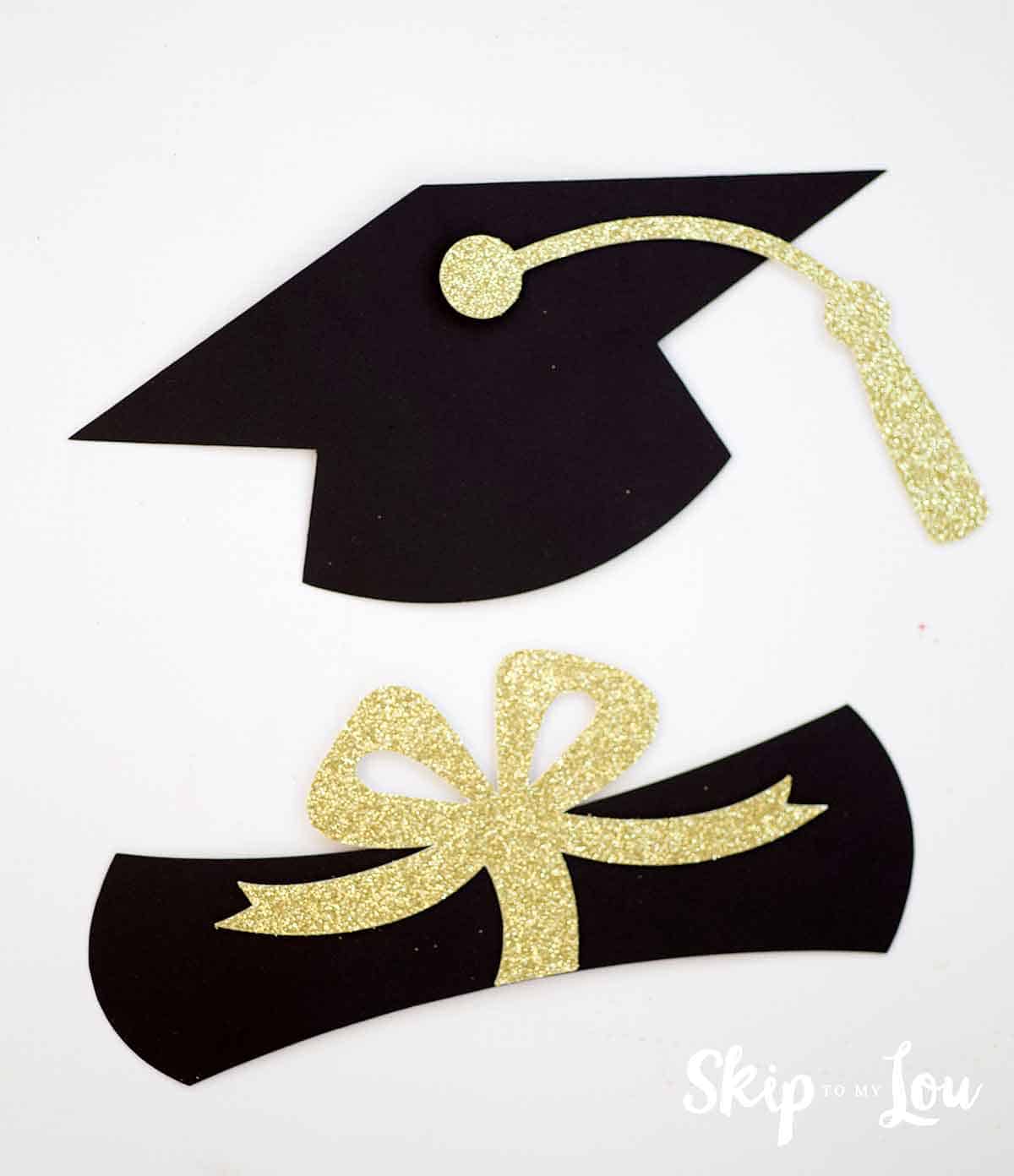 graduation hat and diploma picks for centerpieces