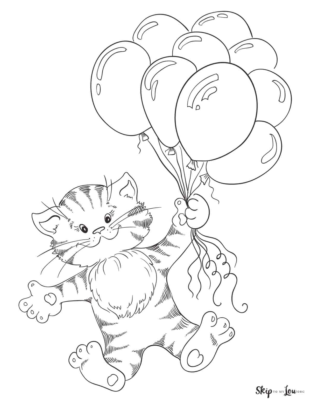 birthday cat coloring page