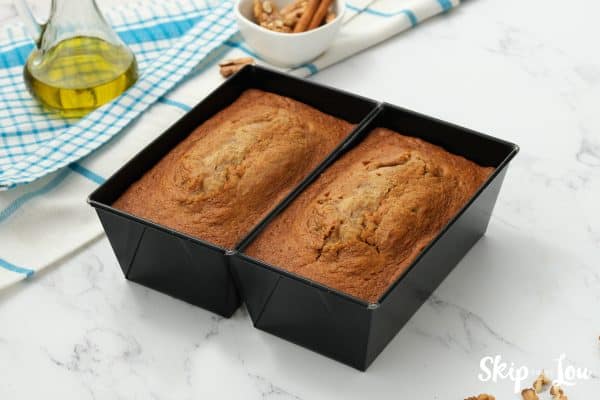 baked peach bread in loaf pans