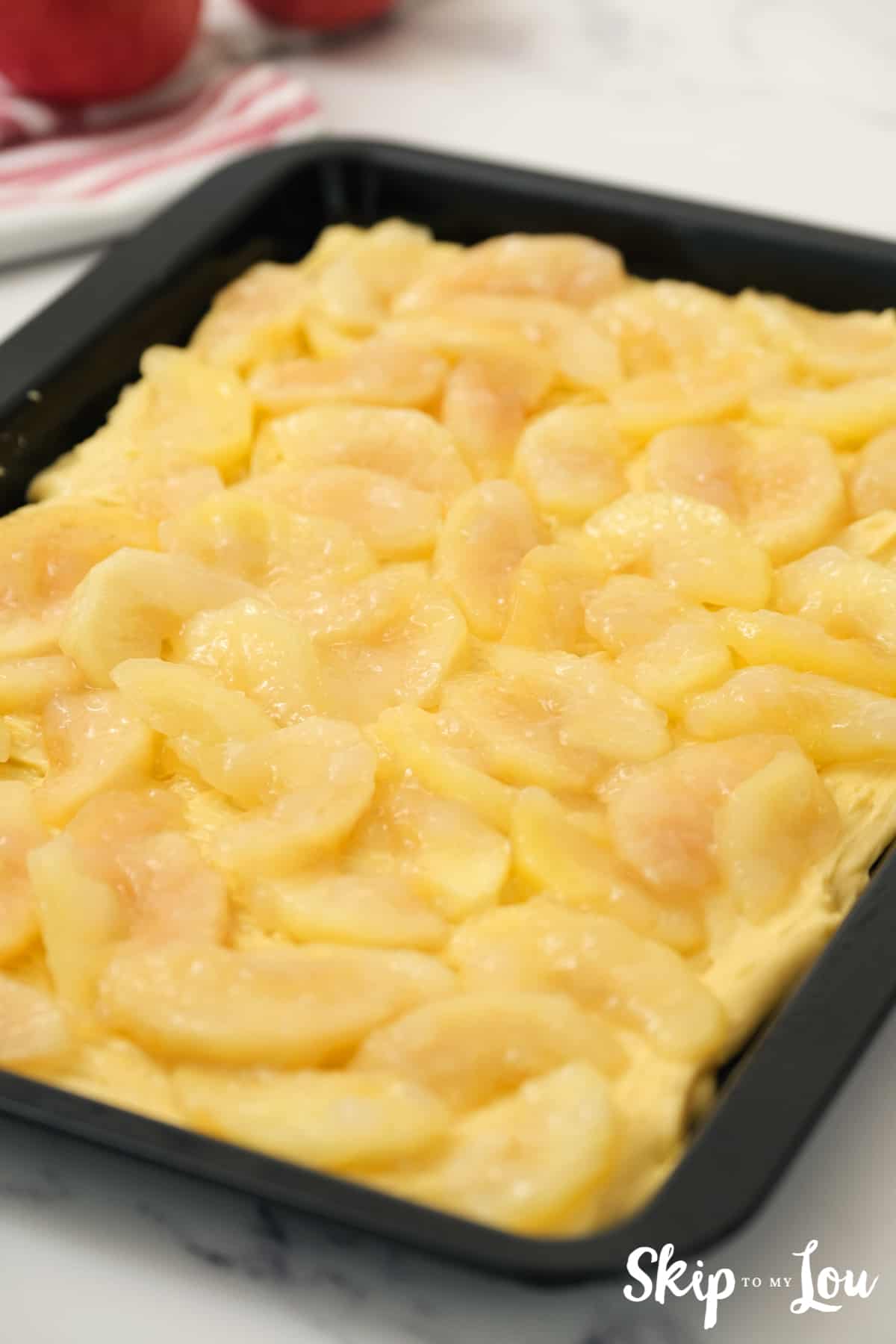 Spread 2/3 of the batter in the pan. Spread pie filling evenly over the batter.