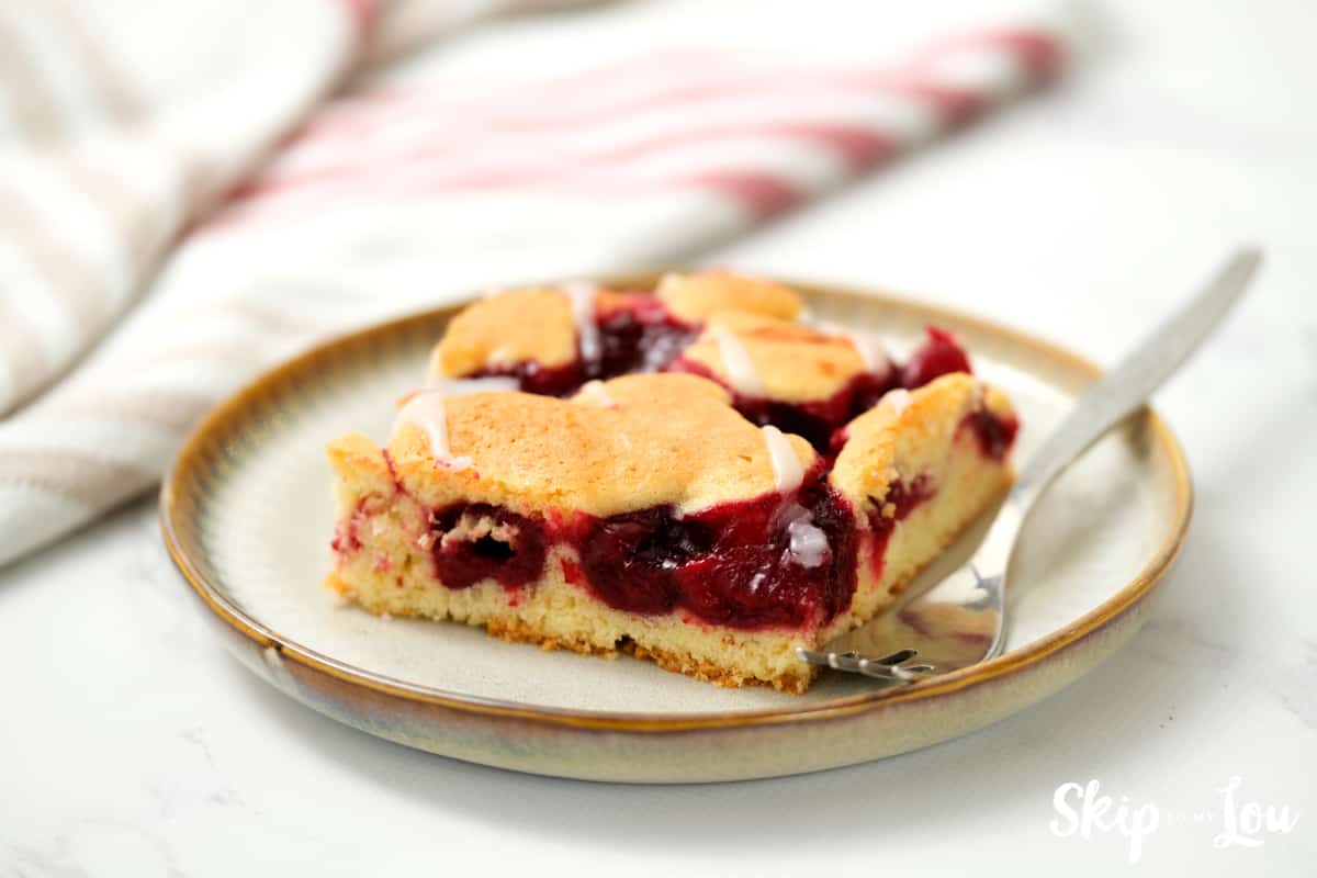 Cherry coffee cake served