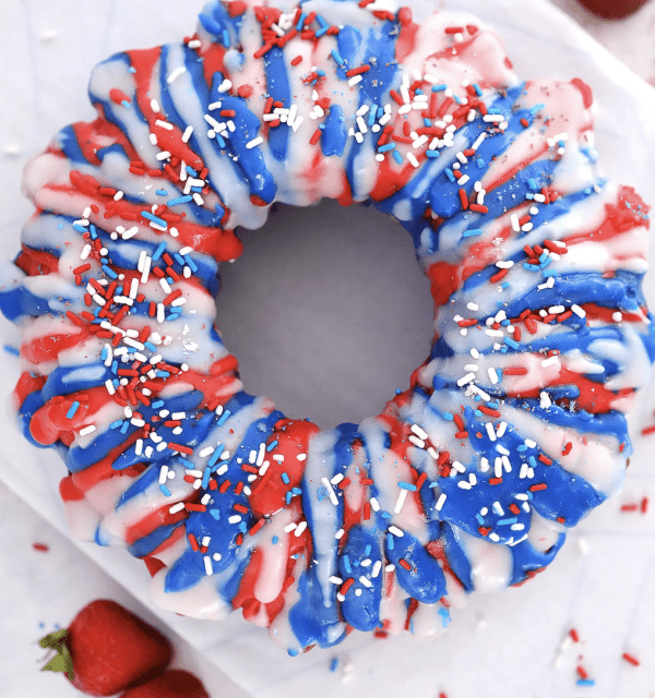 red, white and blue pound cake