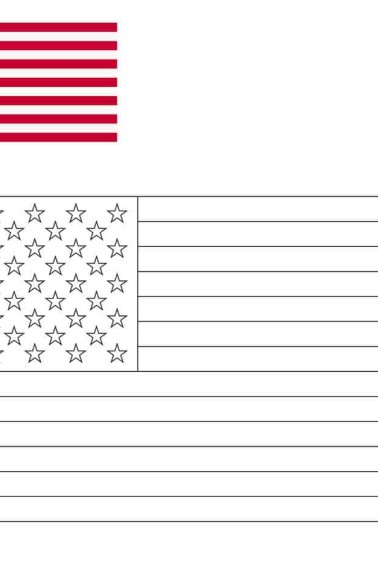 colored American flag and flag coloring page