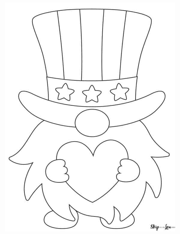 uncle sam gnome coloring page