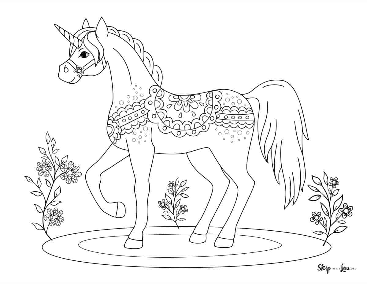 Unicorn with fancy saddle