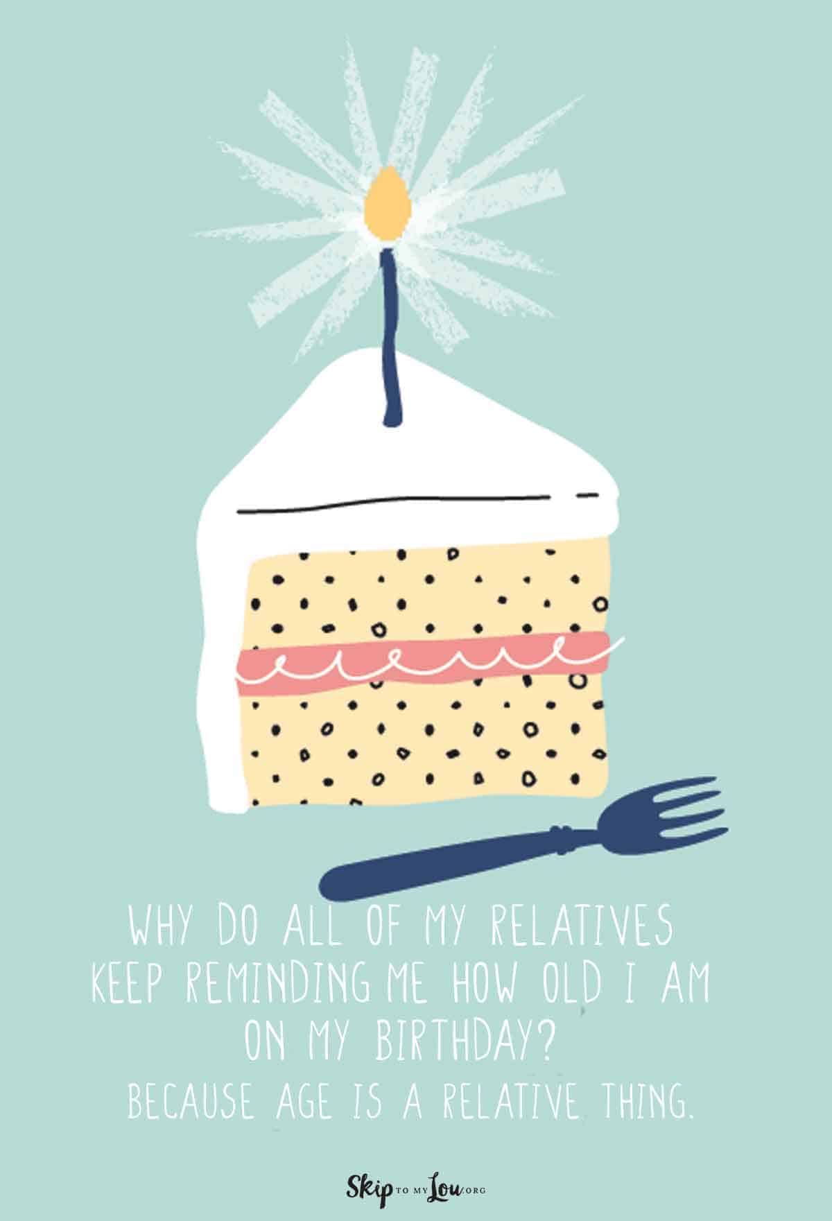 birthday cake image with birthday joke