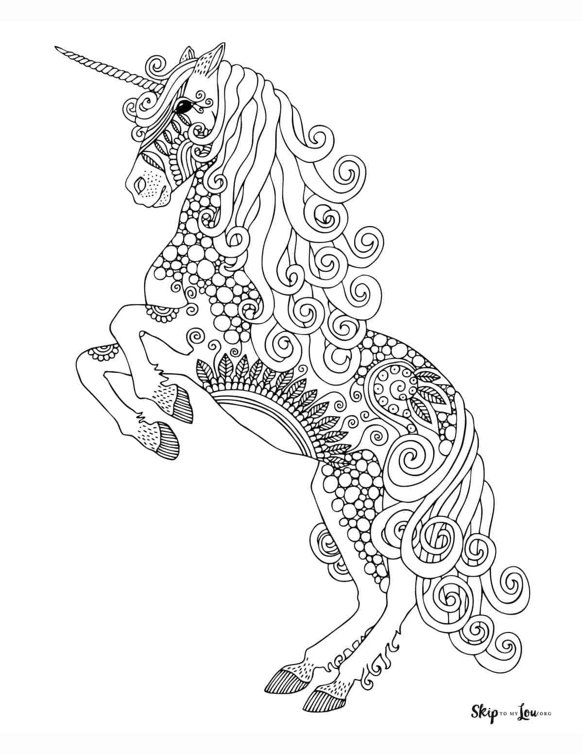 uniocorn with lots of detailed patterns