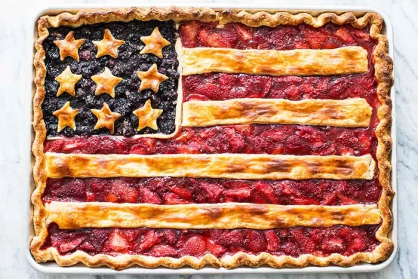 flag pie in sheet pan
