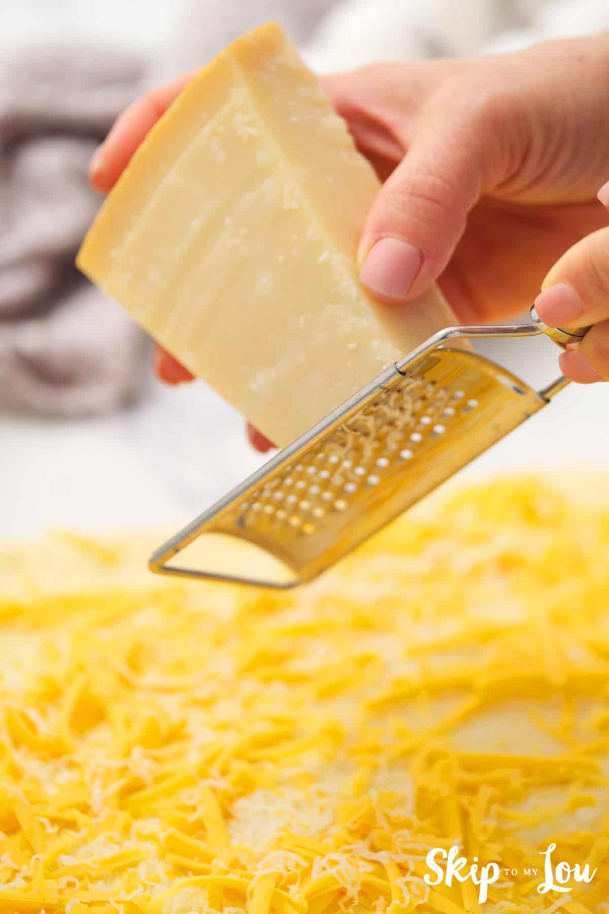 Cover dough with 1/4 teaspoon Kosher salt,  about a cup of grated cheddar cheese, 1/4 cup Parmesan cheese and a light sprinkling of oregano (or your favorite herbs).