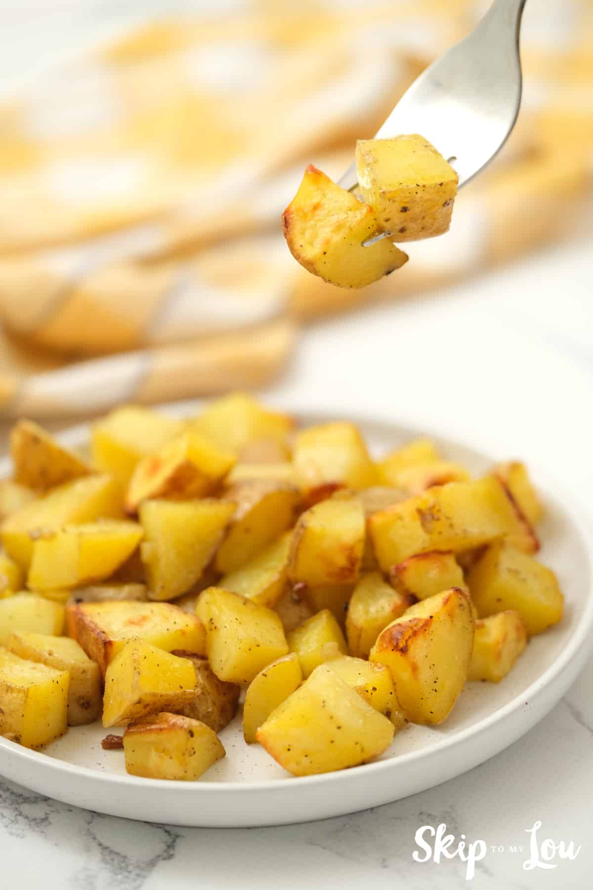 roasted potatoes served