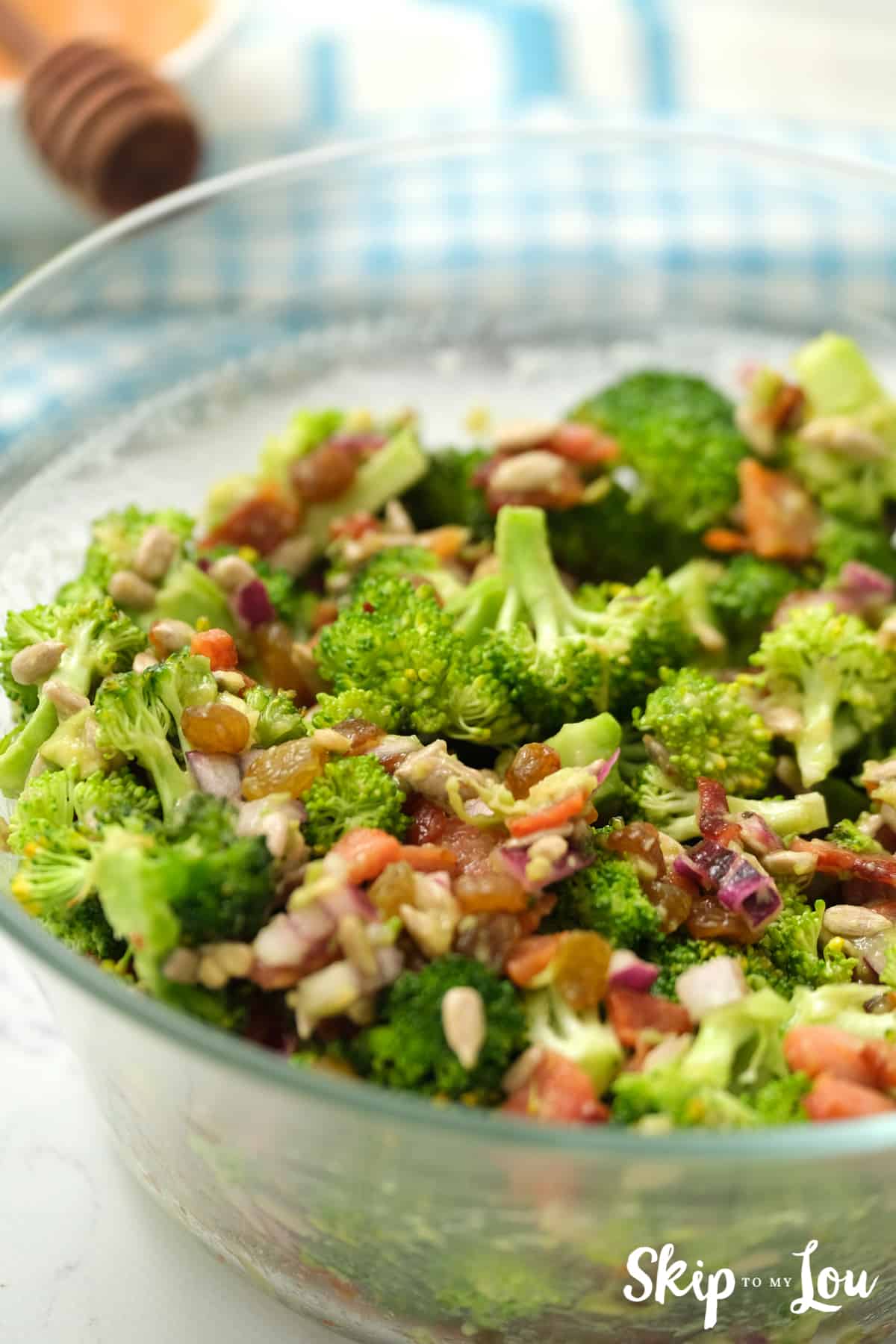 healthy broccoli salad mixed ingredients