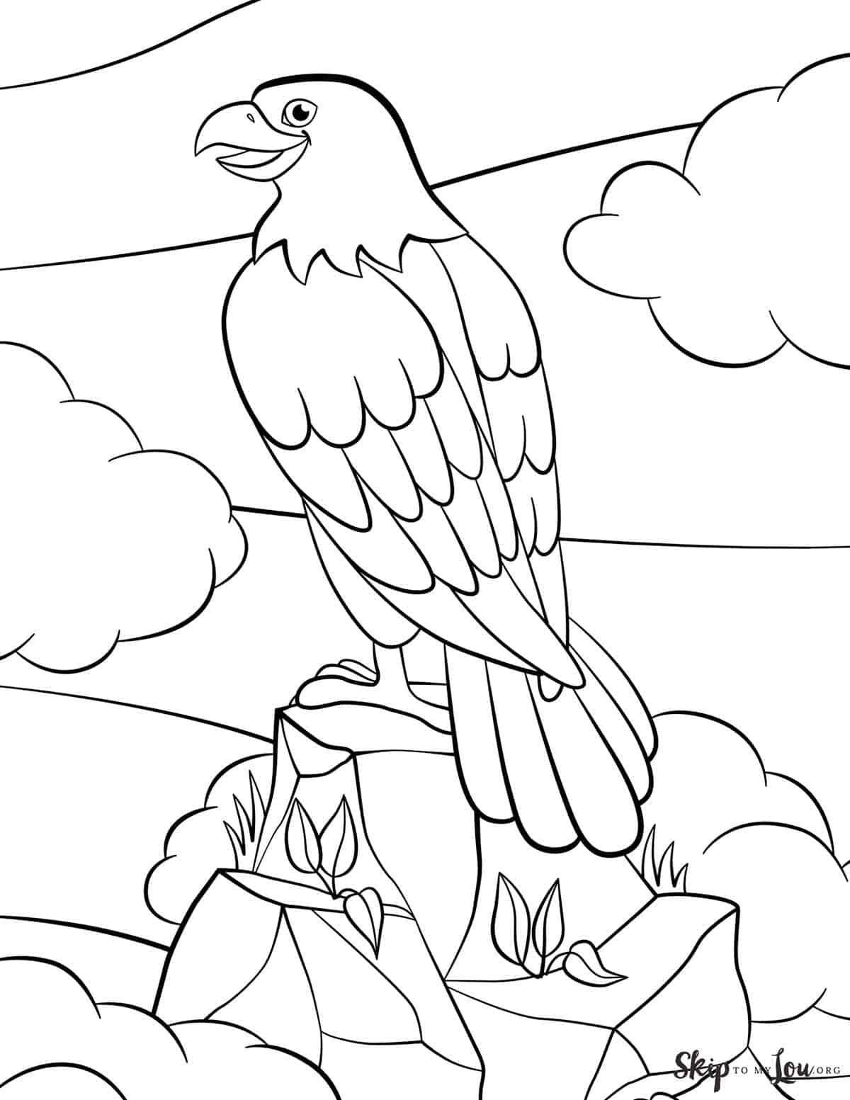 download black and white bald eagle coloring page