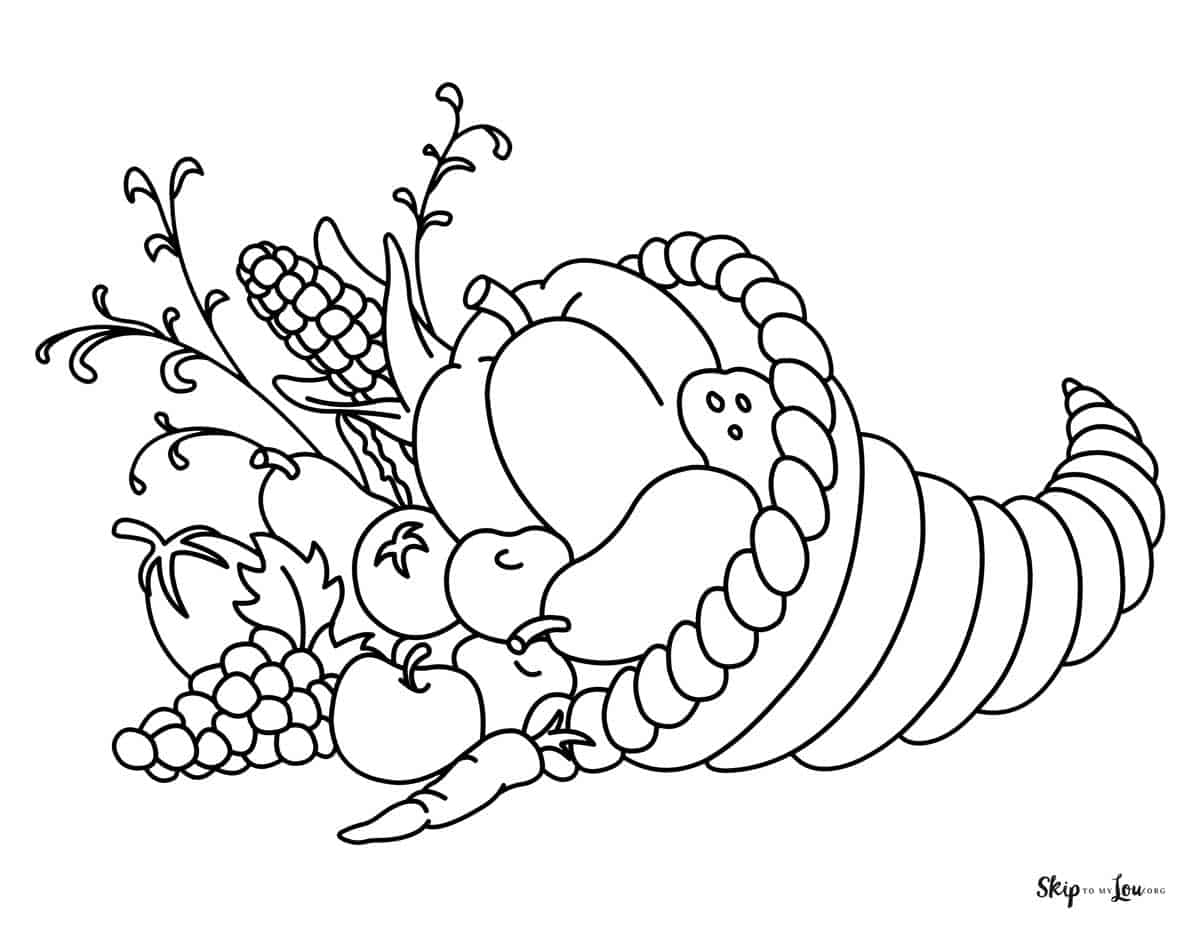 horn of plenty Cornucopia coloring page