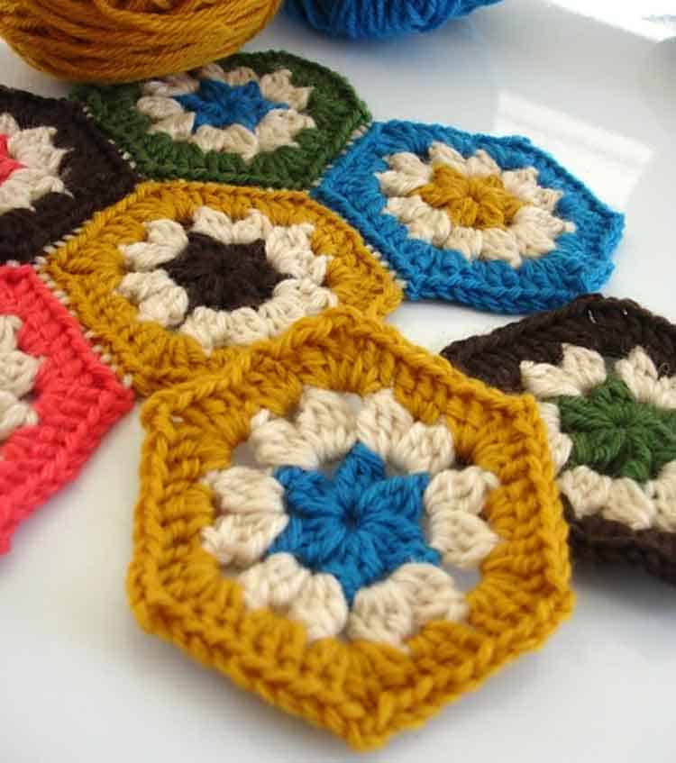 Simple hexagon granny squares Easy