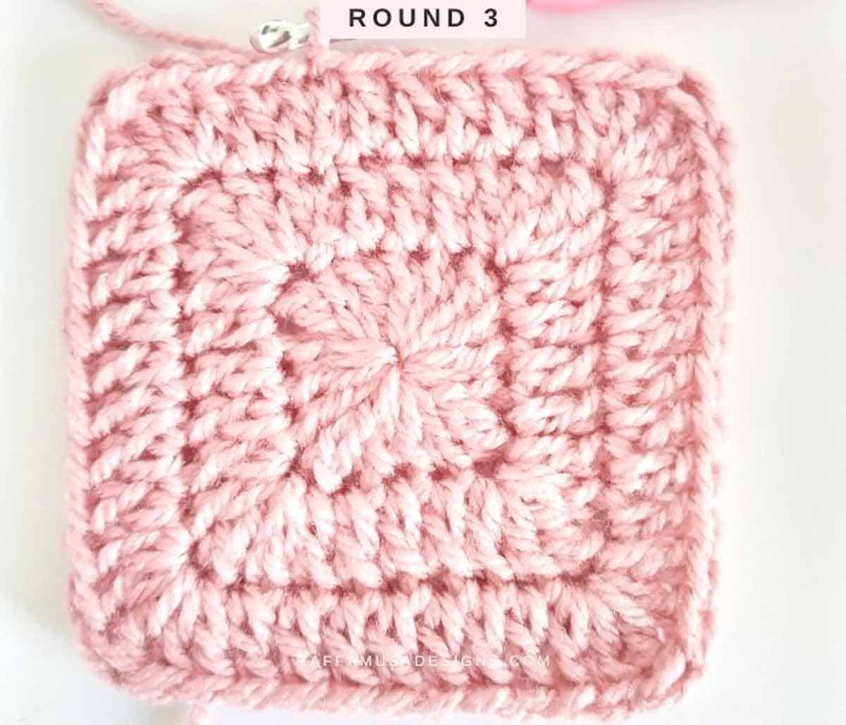 pink granny square solid without gaps