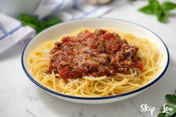 Instant Pot spaghetti sauce served and ready to enjoy.