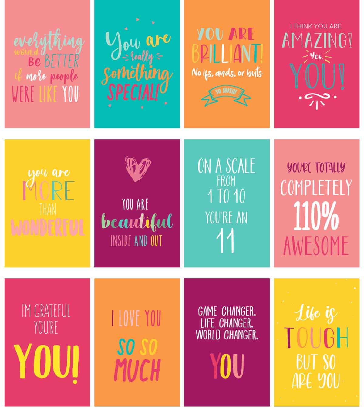 Words of encouragement  compliment cards free printable