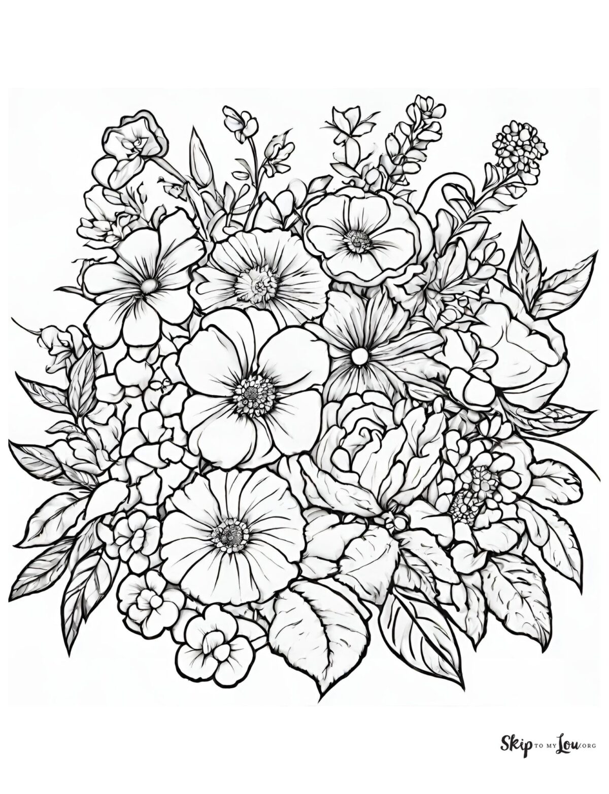 flower bouquet coloring sheet