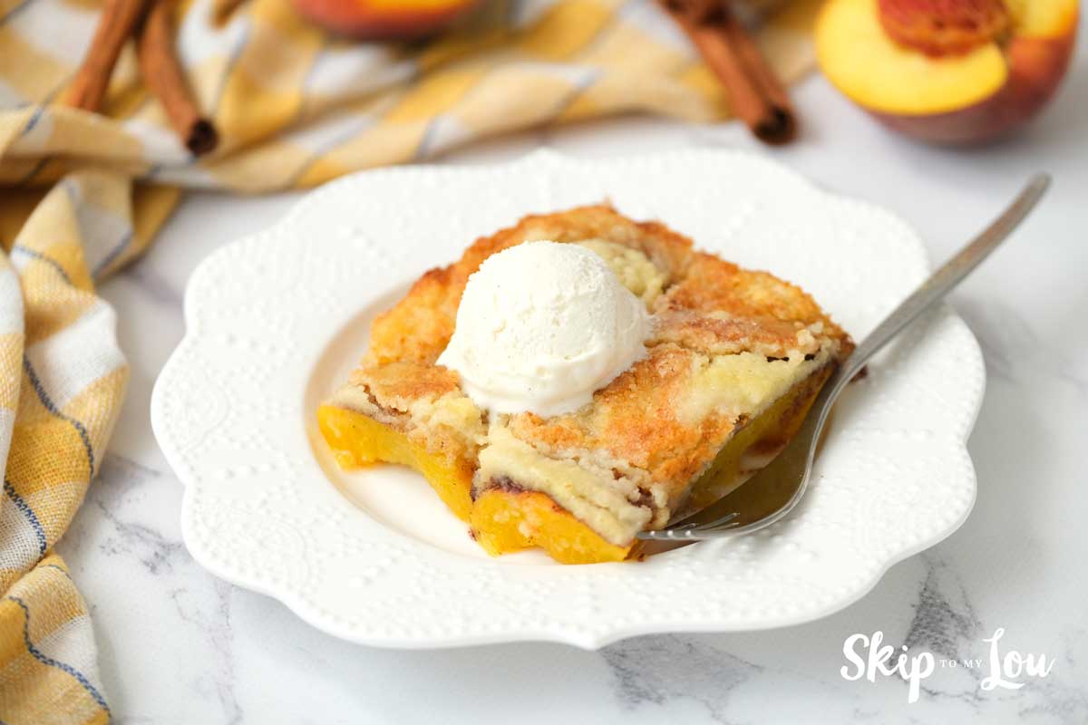 Ready to serve peach dump cake