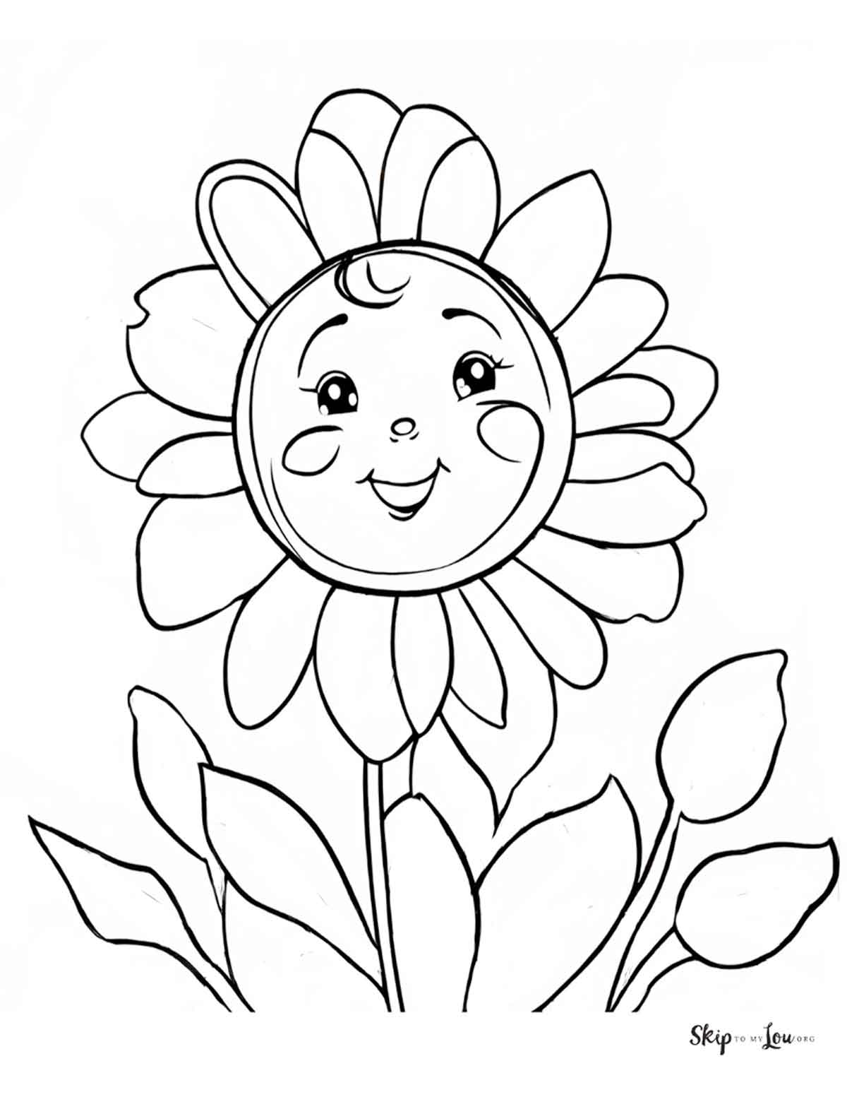 simple flower coloring page