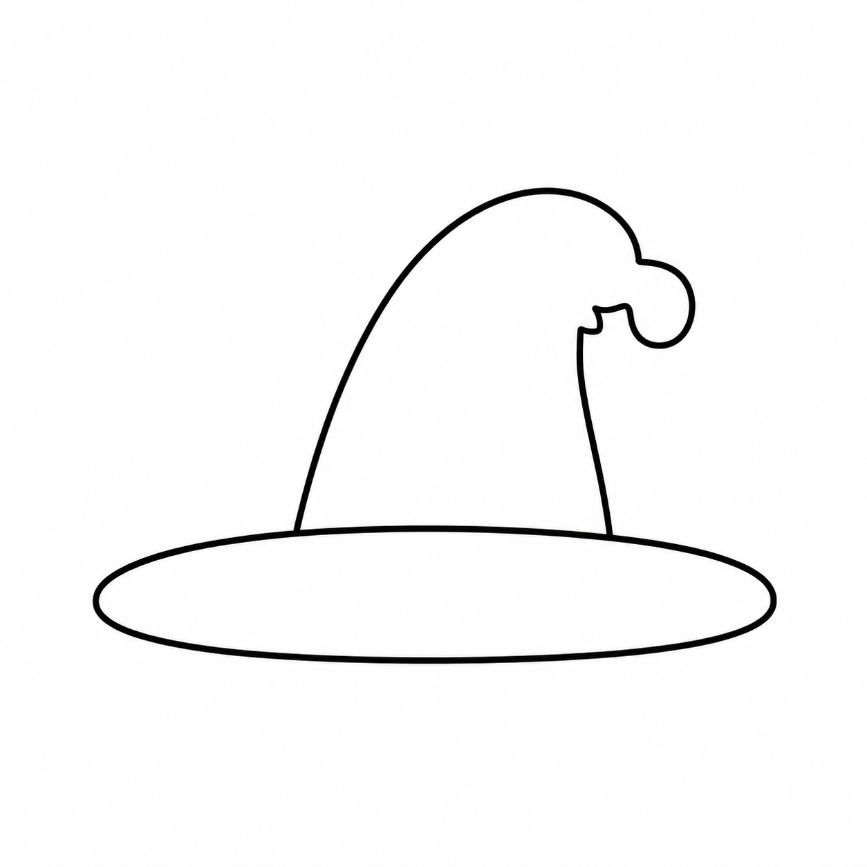 Witch drawing step 2 showing the hat top added to the brim.