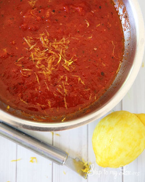 5 minute spicy marinara sauce with grated lemon