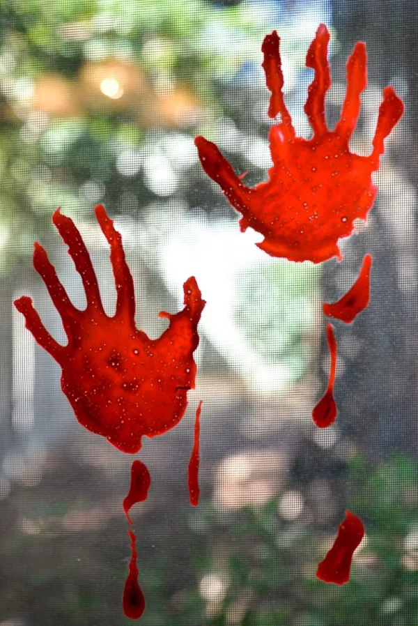 bloody handprints on windows