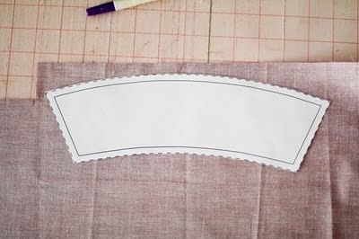 place coffee sleeve template on lining and cut