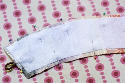 pin together the front and back pieces for the coffee cozy